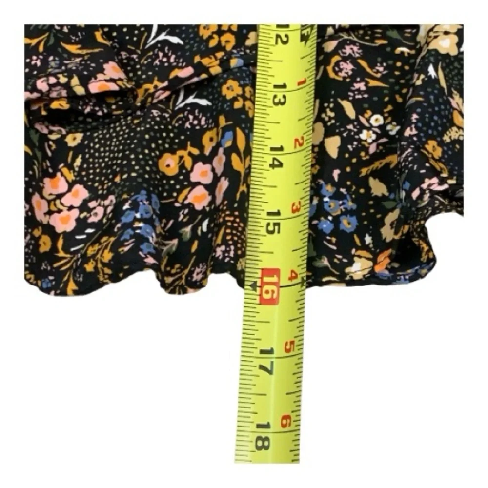 Altar'd State Asymmetrical Black Ruffle Floral Mini‎ Skirt Y2K Boho Coquette XS